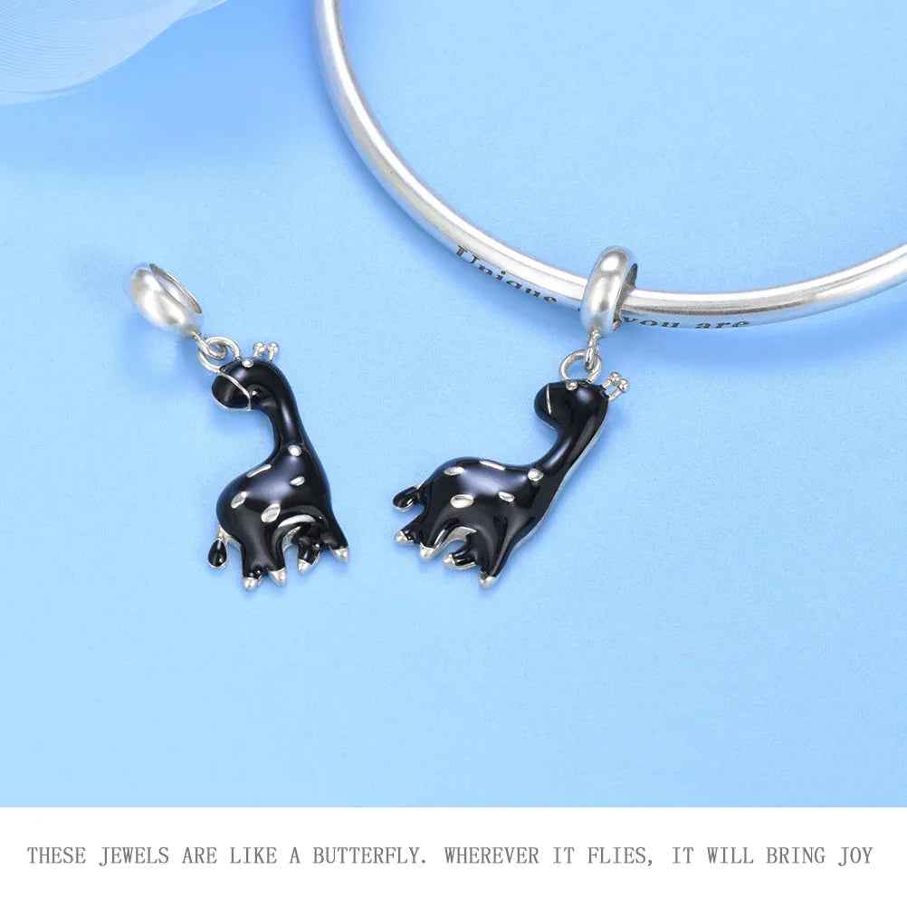 MIORA 925 Sterling Silver Black Giraffe Charm
