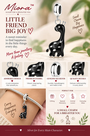 MIORA 925 Sterling Silver Black Giraffe Charm