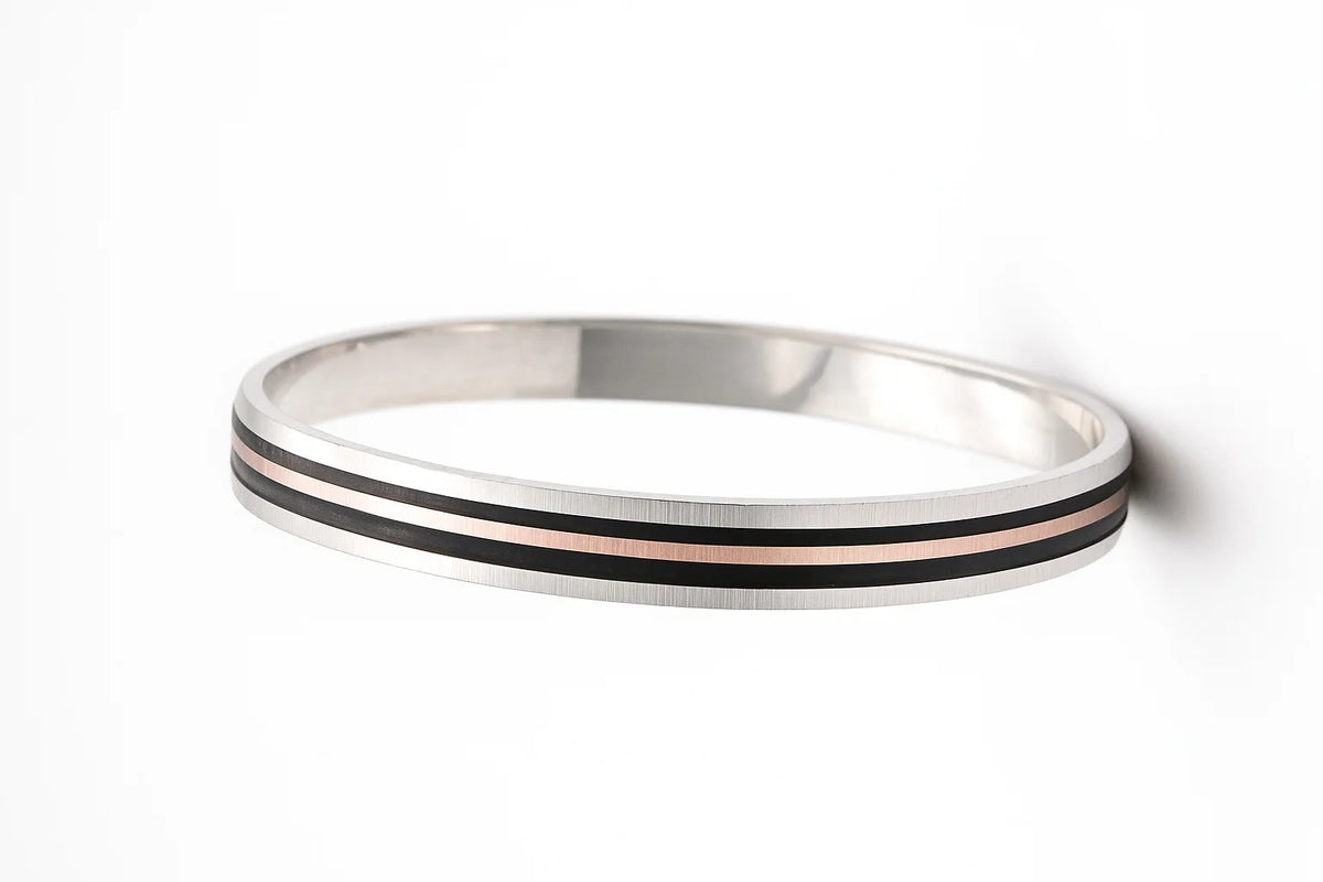 MIORA 925 Sterling Silver Black Line Kada - image 2