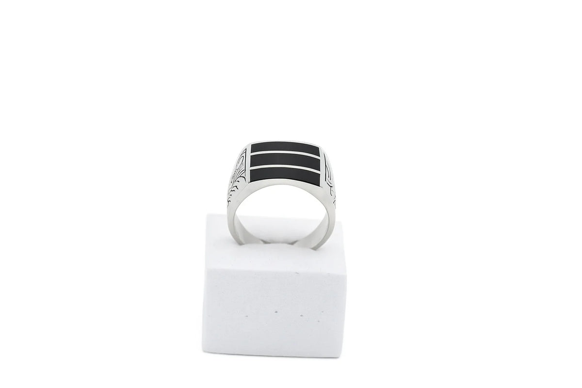 MIORA 925 Sterling Silver Black Mens Ring - image 3