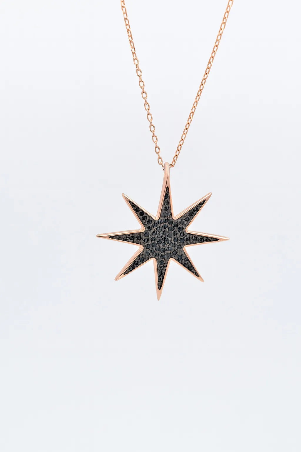 MIORA 925 Sterling Silver Black-Starburst Zirconia Necklace