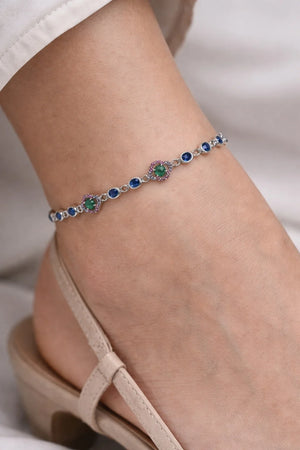 MIORA 925 Sterling Silver Blue-Fresh Zirconia Anklet - image 2