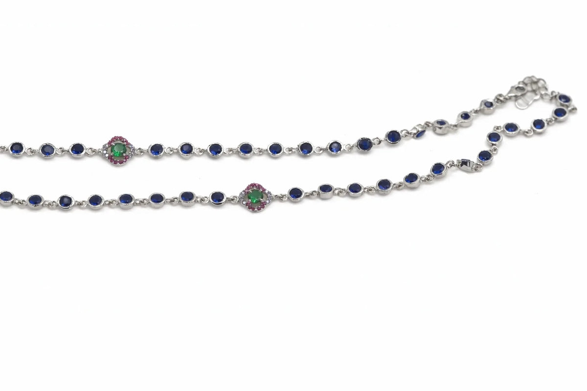 MIORA 925 Sterling Silver Blue-Fresh Zirconia Anklet - image 3