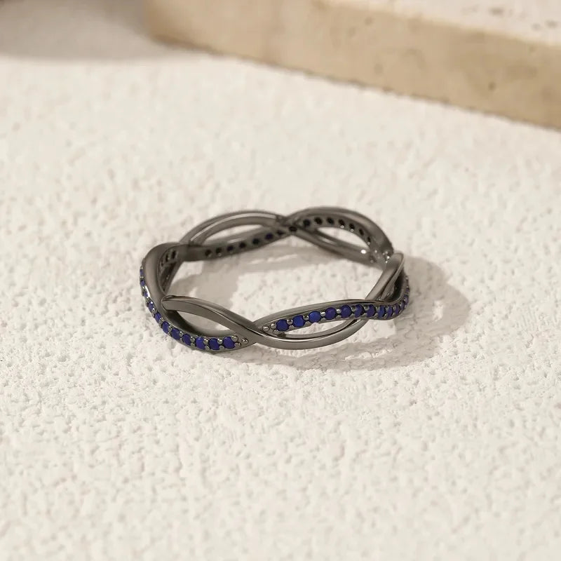 MIORA 925 Sterling Silver Blue-Interwoven Zirconia Ring