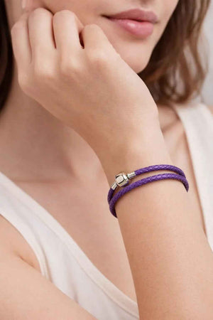 MIORA 925 Sterling Silver Braided Leather Bracelet