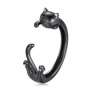 MIORA 925 Sterling Silver Cat Open Ring