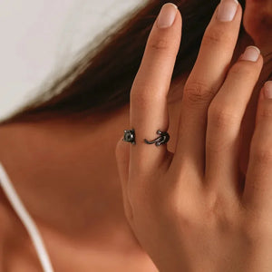 MIORA 925 Sterling Silver Cat Open Ring