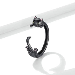 MIORA 925 Sterling Silver Cat Open Ring