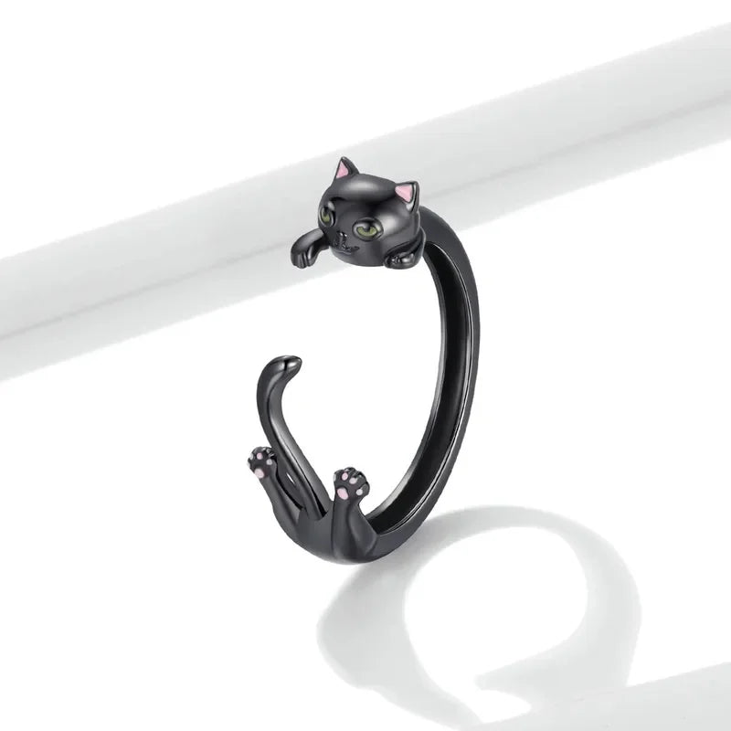 MIORA 925 Sterling Silver Cat Open Ring