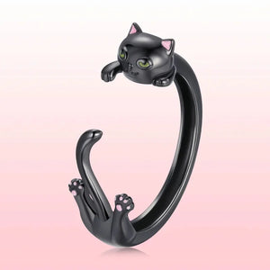 MIORA 925 Sterling Silver Cat Open Ring