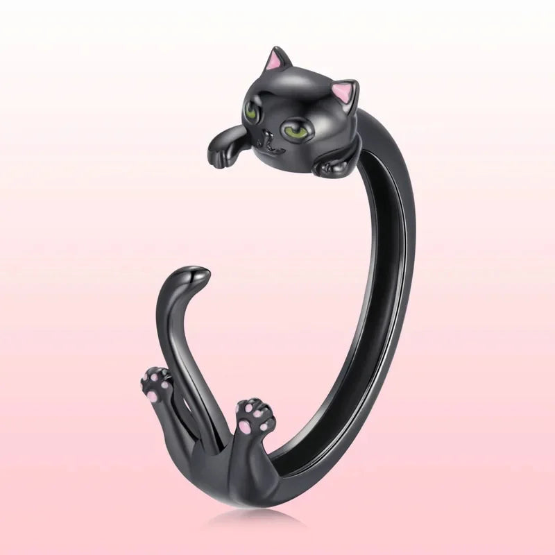 MIORA 925 Sterling Silver Cat Open Ring