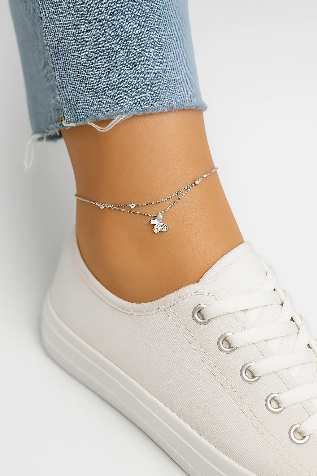MIORA 925 Sterling Silver Chain Butterfly Anklet - image 2