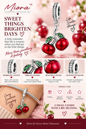 MIORA 925 Sterling Silver Cherry Zirconia Charm