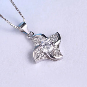 MIORA 925 Sterling Silver Clover-Windmill Zirconia Necklace