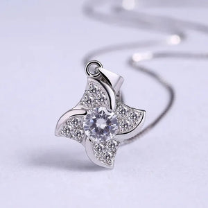 MIORA 925 Sterling Silver Clover-Windmill Zirconia Necklace