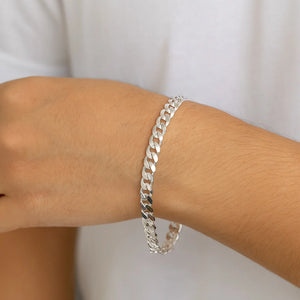MIORA 925 Sterling Silver Curb Chain Bracelet