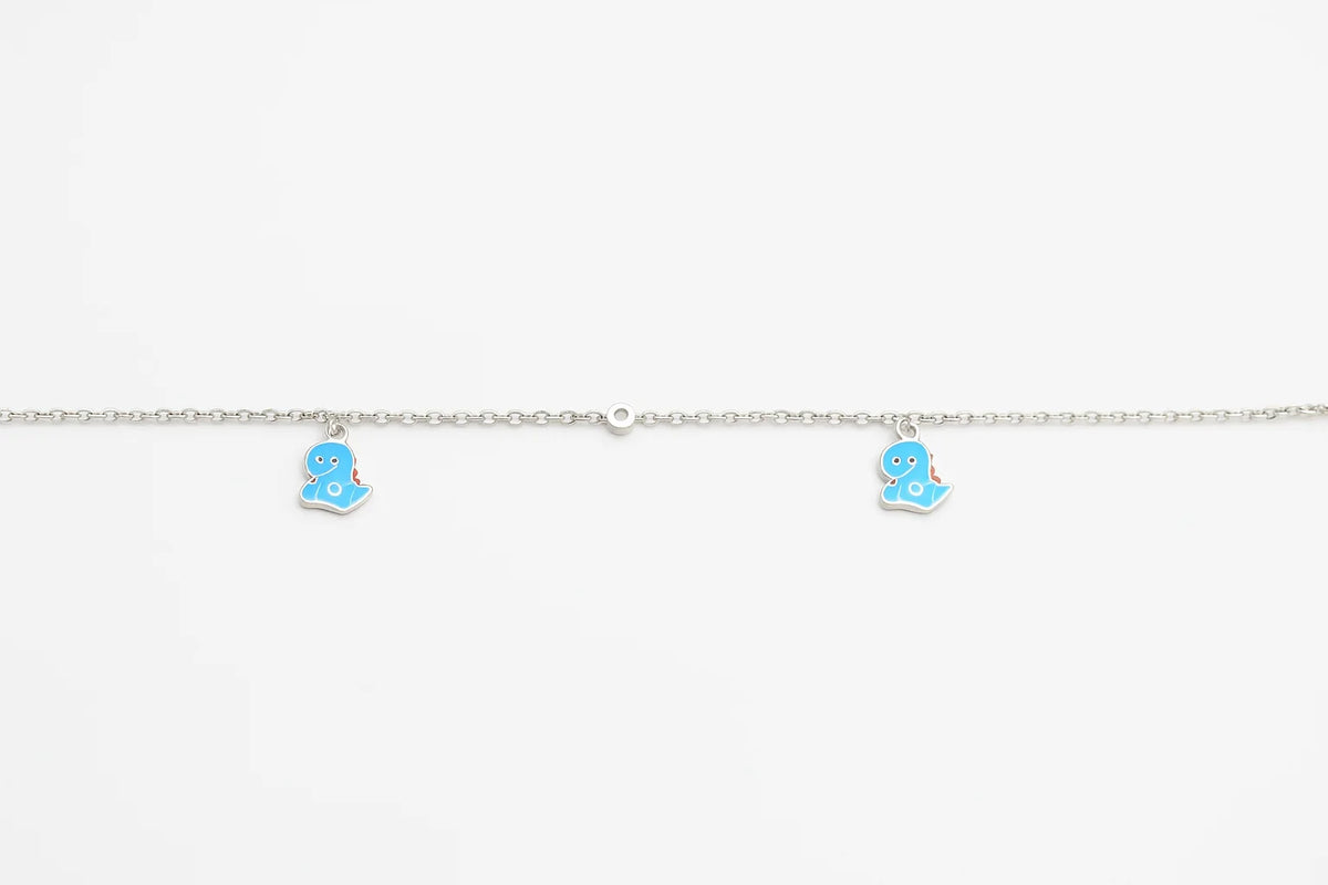 MIORA 925 Sterling Silver Cute Dino Anklet - image 3