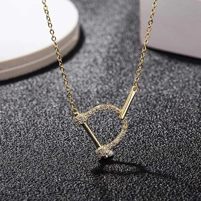 MIORA 925 Sterling Silver D-Link Zirconia Necklace