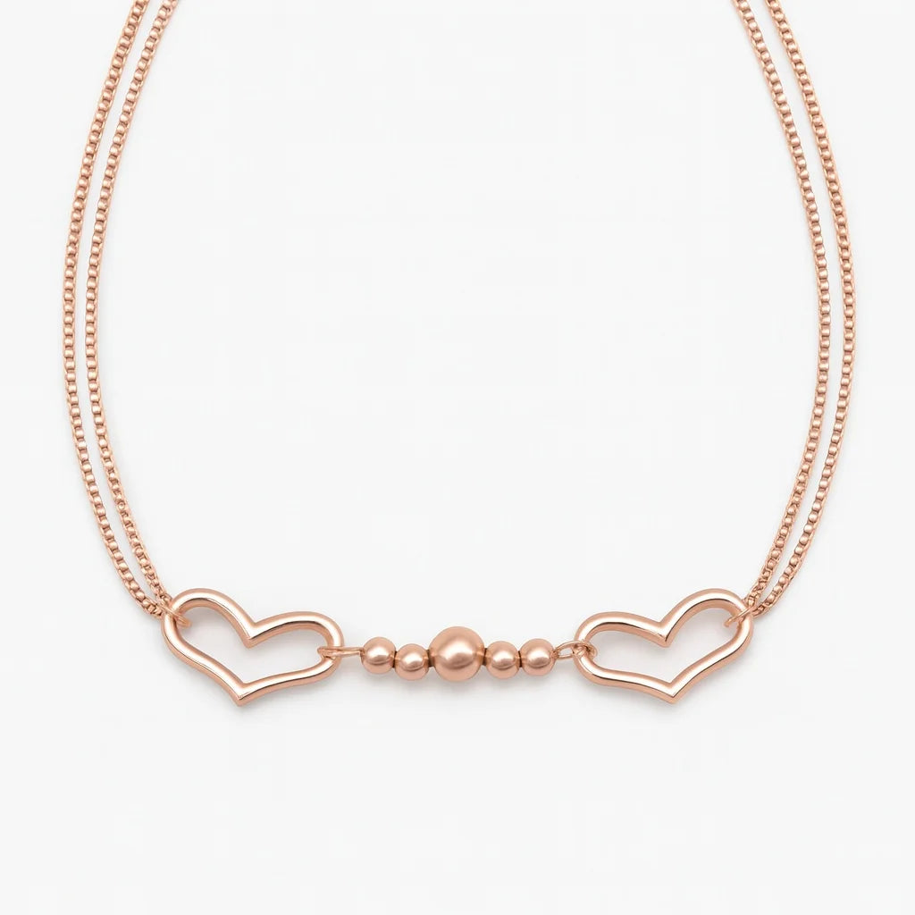 MIORA 925 Sterling Silver Double Heart Anklet - image 3