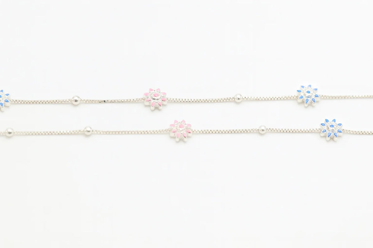MIORA 925 Sterling Silver Dual-Tone Floral Anklet - image 3