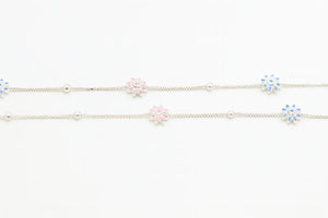 MIORA 925 Sterling Silver Dual-Tone Floral Anklet - image 3