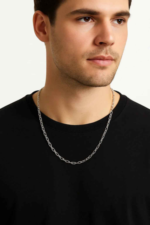 MIORA 925 Sterling Silver Elongated Link Chain