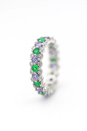 MIORA 925 Sterling Silver Emerald-Amethyst Zirconia Ring - image 3