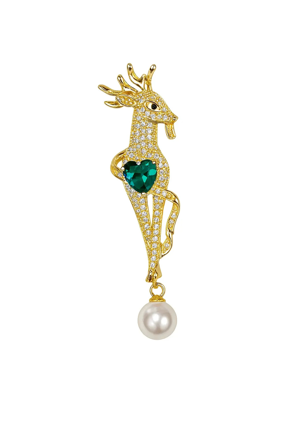 MIORA 925 Sterling Silver Emerald-Heart Zirconia Brooch