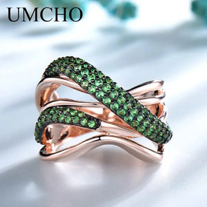 MIORA 925 Sterling Silver Emerald-Wave Zirconia Ring