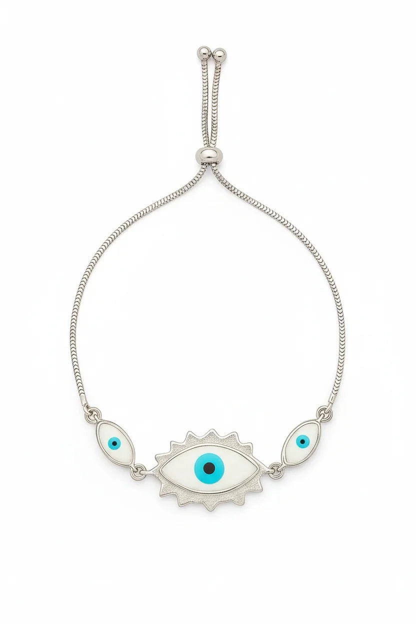 MIORA 925 Sterling Silver Evil-Eye Sparkle Bracelet