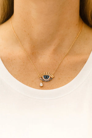 MIORA 925 Sterling Silver Evil-Eye Zirconia Necklace