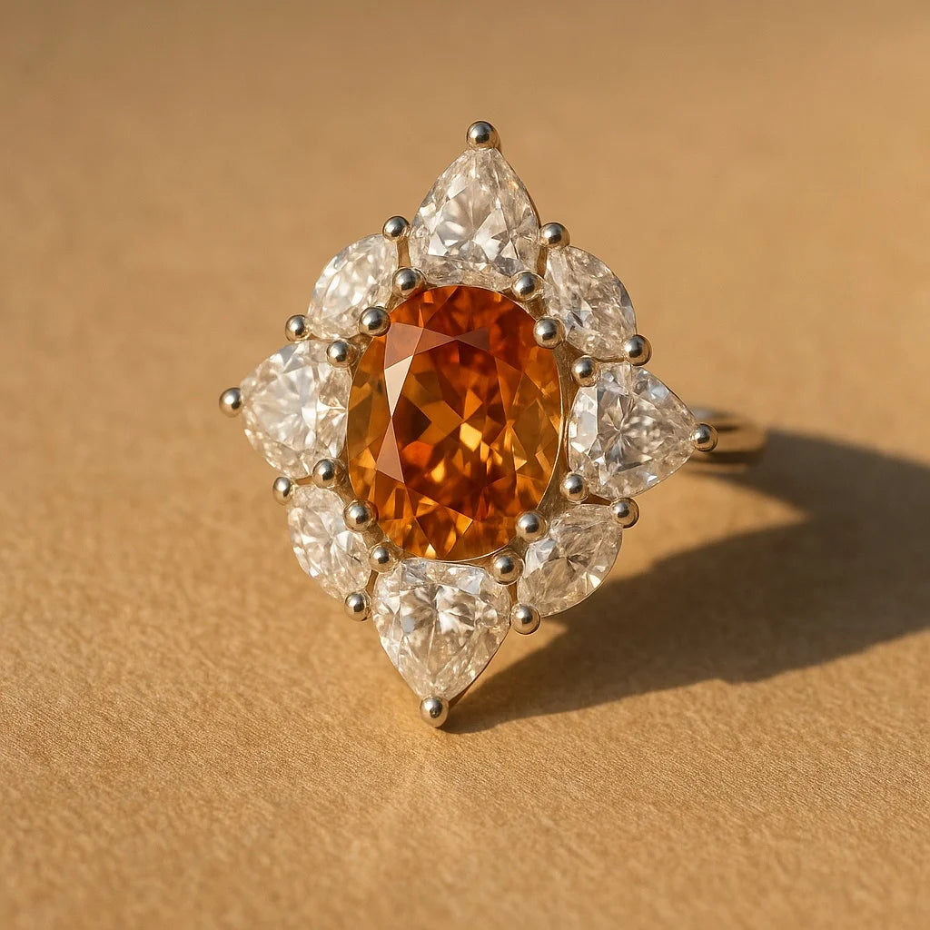 MIORA 925 Sterling Silver Fiery-Citrine Zirconia Ring - main image