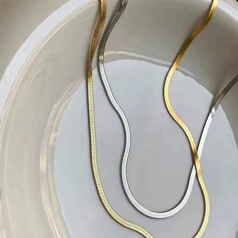 MIORA 925 Sterling Silver Flat Snake Chain