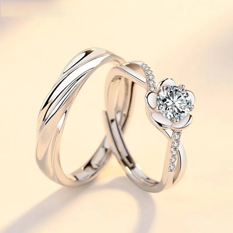 MIORA 925 Sterling Silver Floral-Couple Zirconia Ring - image 4