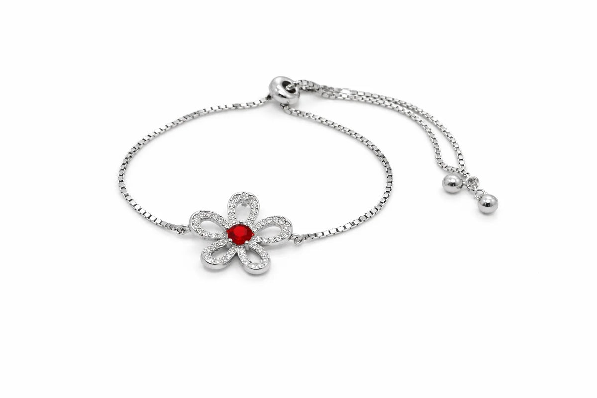 MIORA 925 Sterling Silver Floral Zirconia Bracelet - image 3