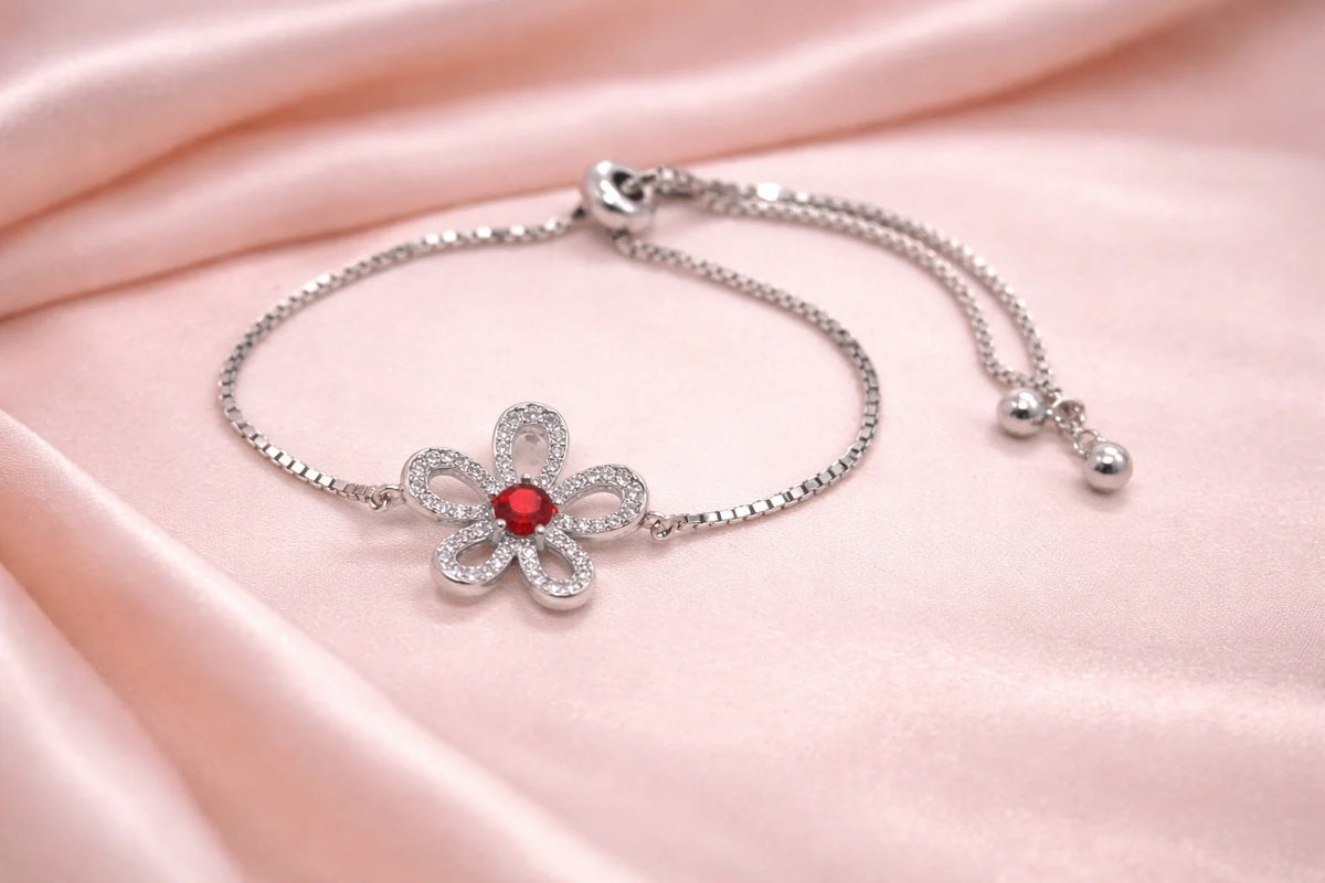MIORA 925 Sterling Silver Floral Zirconia Bracelet - main image