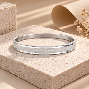MIORA 925 Sterling Silver Frost-Texture Faceted Bangle
