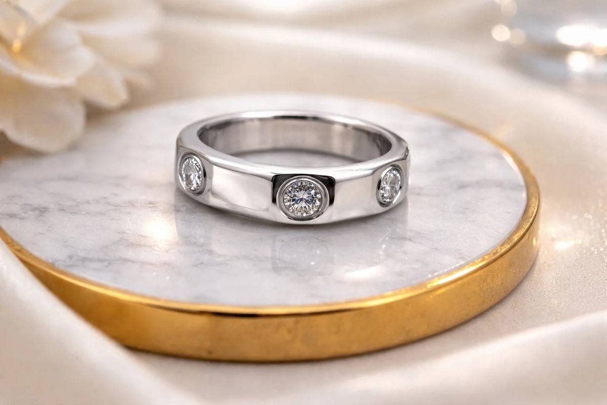 MIORA 925 Sterling Silver Geometric-Duo Zirconia Ring - main image