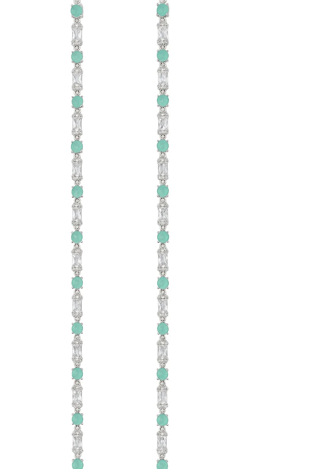 MIORA 925 Sterling Silver Green-Mint Zirconia Anklet - image 3