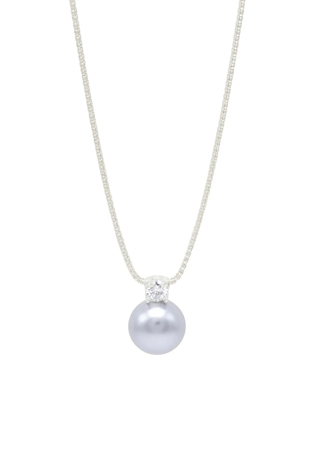 MIORA 925 Sterling Silver Grey-Pearl Zirconia Necklace