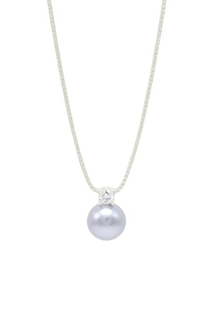 MIORA 925 Sterling Silver Grey-Pearl Zirconia Necklace
