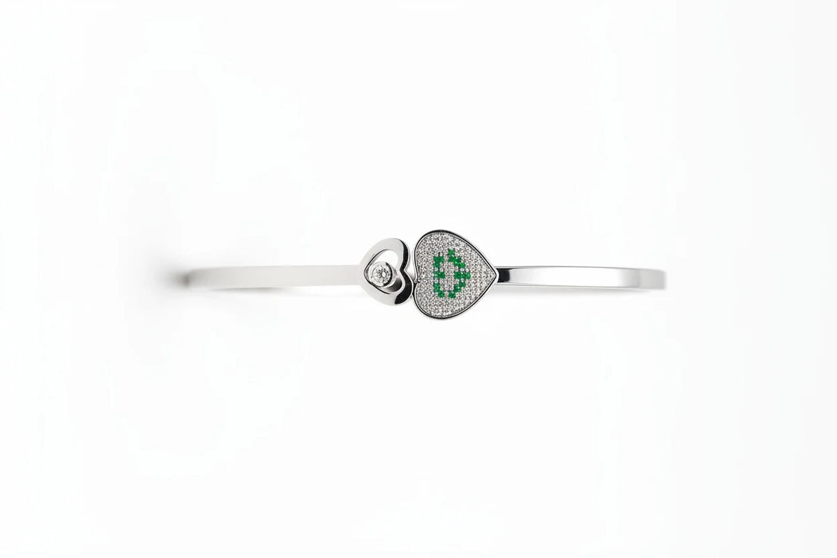 MIORA 925 Sterling Silver Heart-Duo Zirconia Bangle - image 3