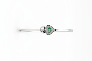 MIORA 925 Sterling Silver Heart-Duo Zirconia Bangle - image 3