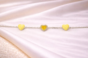 MIORA 925 Sterling Silver Heart-Enamel Zirconia Bracelet