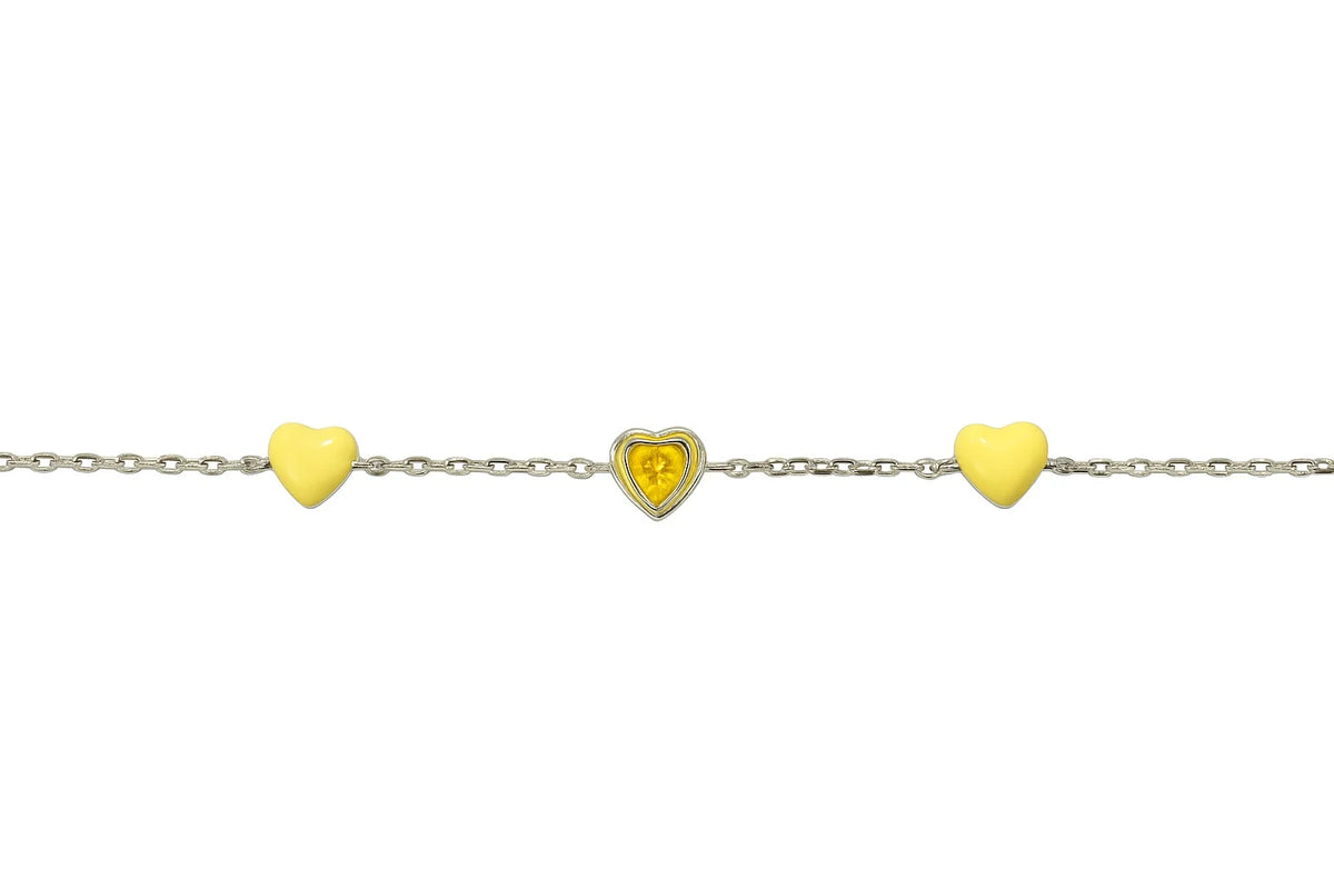 MIORA 925 Sterling Silver Heart-Enamel Zirconia Bracelet