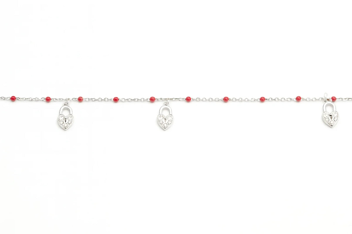 MIORA 925 Sterling Silver Heart Lock Anklet - image 3