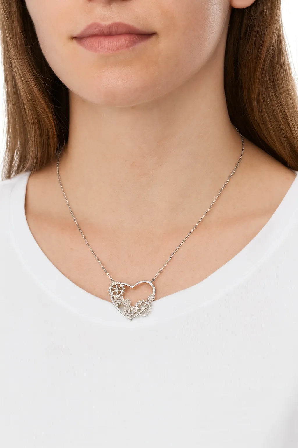MIORA 925 Sterling Silver Heart Necklace
