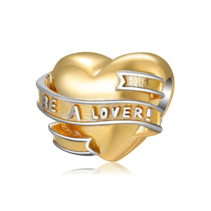 MIORA 925 Sterling Silver Heart Ribbon Bead