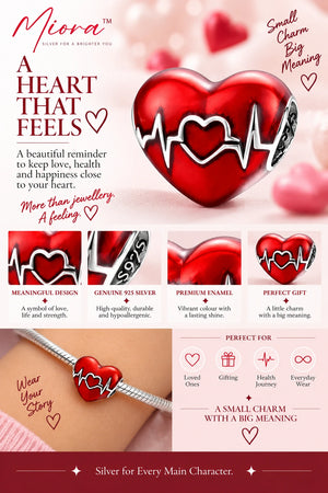 MIORA 925 Sterling Silver Heartbeat Bead