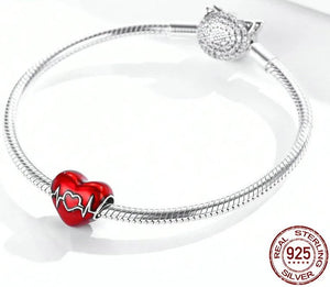 MIORA 925 Sterling Silver Heartbeat Bead